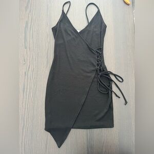 Revamped Black Asymmetrical Wrap Dress